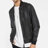 Real Kino Leather Bomber jacket in Black