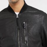 Real Kino Leather Bomber jacket in Black