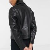 Real Leather Biker jacket in Black
