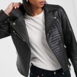 Real Leather Biker jacket in Black
