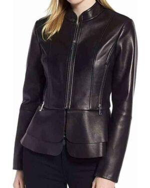 Real Leather Peplum jacket For Women