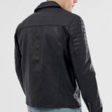 Real Leather Quilted Zipped Biker jacket