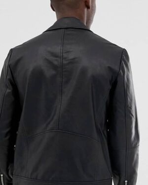 Real Leather Zipped Biker jacket