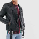 Real Leather Zipped Biker jacket With Belt