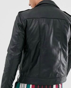 Real Leather Zipped Biker jacket With Belt