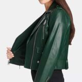 Rihanna Green Biker Leather jacket