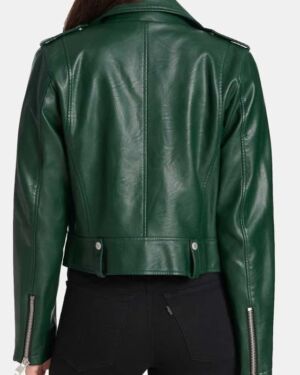 Rihanna Green Biker Leather jacket
