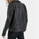 Ring Detail Black Leather jacket