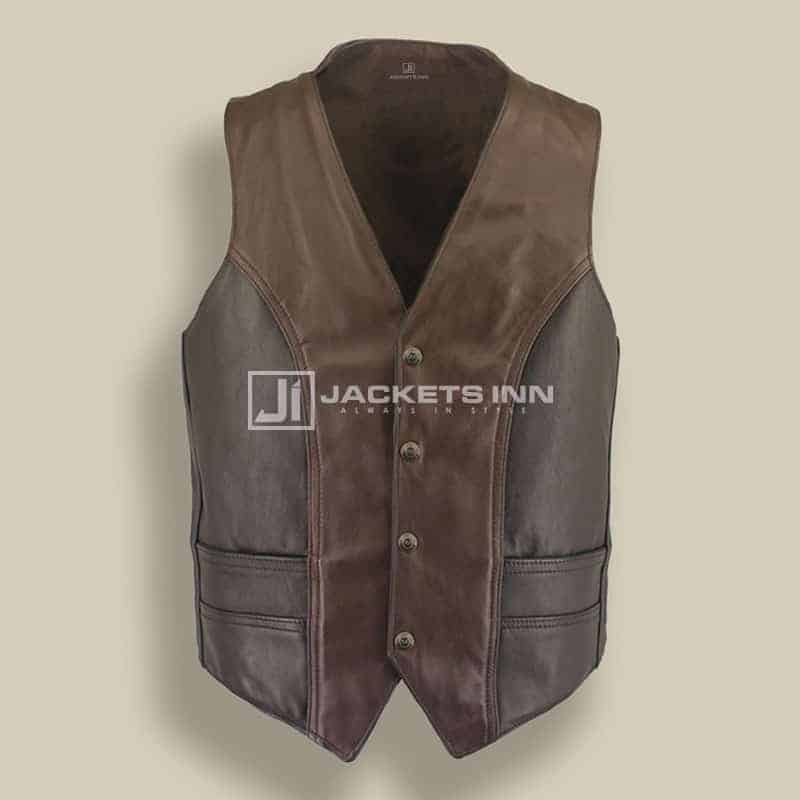 Ritzy Dichromatic Modish Leather Vest For Mens