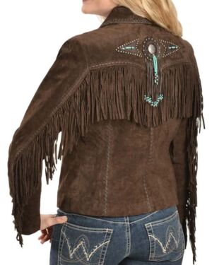 SCULLY FRINGE & BEADED BOAR SUEDE LEATHER jacket