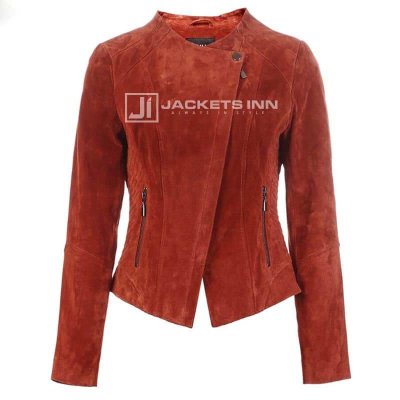 Slim Fit Brown Leather Fabric Jacket For Women's - black friday deals ...