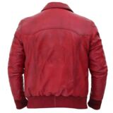 Steven Mens Maroon Bomber Distressed Leather jacket