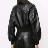 Stunning Black Glamorous Cropped Oversized Leather jacket
