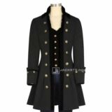 Stylish Black Regimental Coat For Women