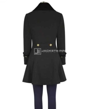 Stylish Black Regimental Coat For Women