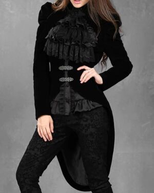 Stylish Dark Velvet Tailcoat jacket For Women
