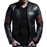 Stylish black genuine leather jacket