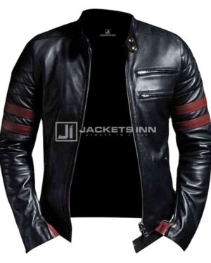 Stylish black genuine leather jacket