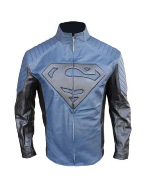 Superman Black and Blue Leather jacket