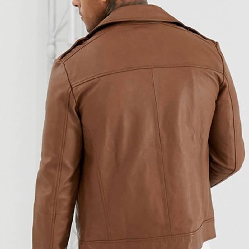 Tan Color Leather Biker jacket