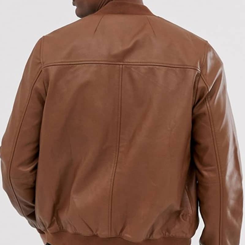Tan Leather Bomber jacket