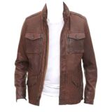 Tommy Hilfiger Men’s Smooth Lamb Leather Four Pocket Military jacket