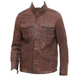 Tommy Hilfiger Men’s Smooth Lamb Leather Four Pocket Military jacket