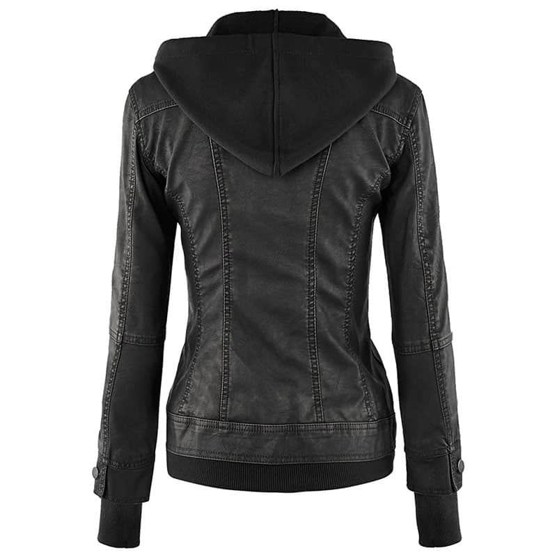 Tralee Black Womens Hooded Leather jacket