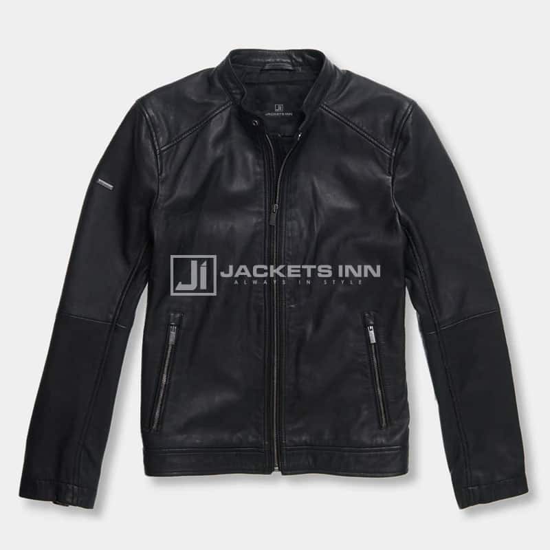 Ultimate Genuine Fabric Monotonous Black Leather jacket For Mens