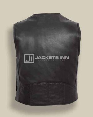 Ultra Naked Leather Fabric Black Vest For Men’s