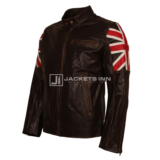 United Kingdom Flag Cafe Racer Leather jacket