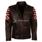 United Kingdom Flag Cafe Racer Leather jacket