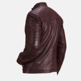 Urbane Quilted Maroon Leather Biker jacket