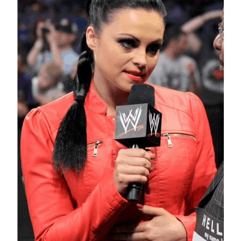 WWE Diva Aksana Red Leather jacket