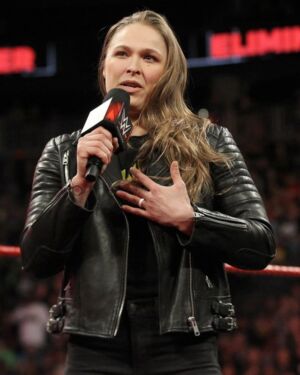 WWE Ronda Rousey: Ladies Slim Leather Biker jacket