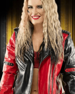 WWE Toni Storm Studded Red Leather jacket