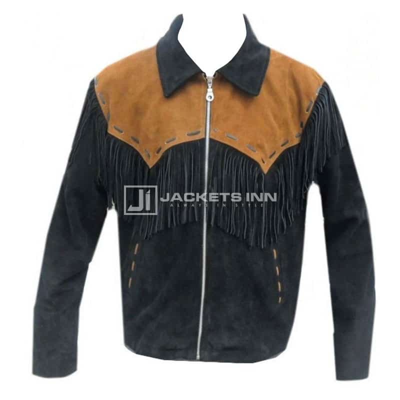 Western Cowboy Fringes leather jacket For Mens