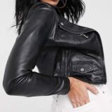 Women Bella leather jacket In Black