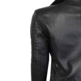Women Black Asymmetrical Biker Quilted Leather jacket