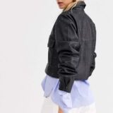 Women Boxy Leather jacket with Studs
