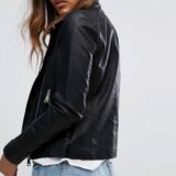 Women Comfy Tall leather biker jacket