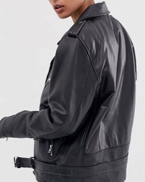 Women Leather jacket with Buckle Belt