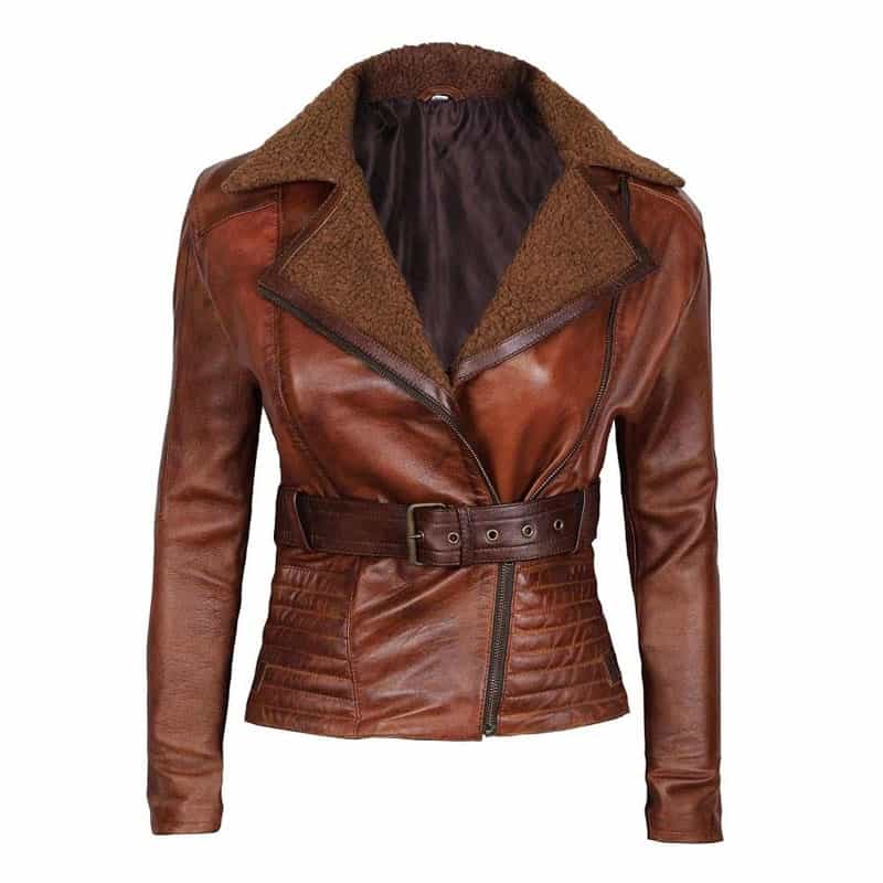 Women’s Brown Shearling Winter Leather jacket