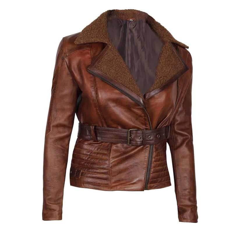 Women’s Brown Shearling Winter Leather jacket
