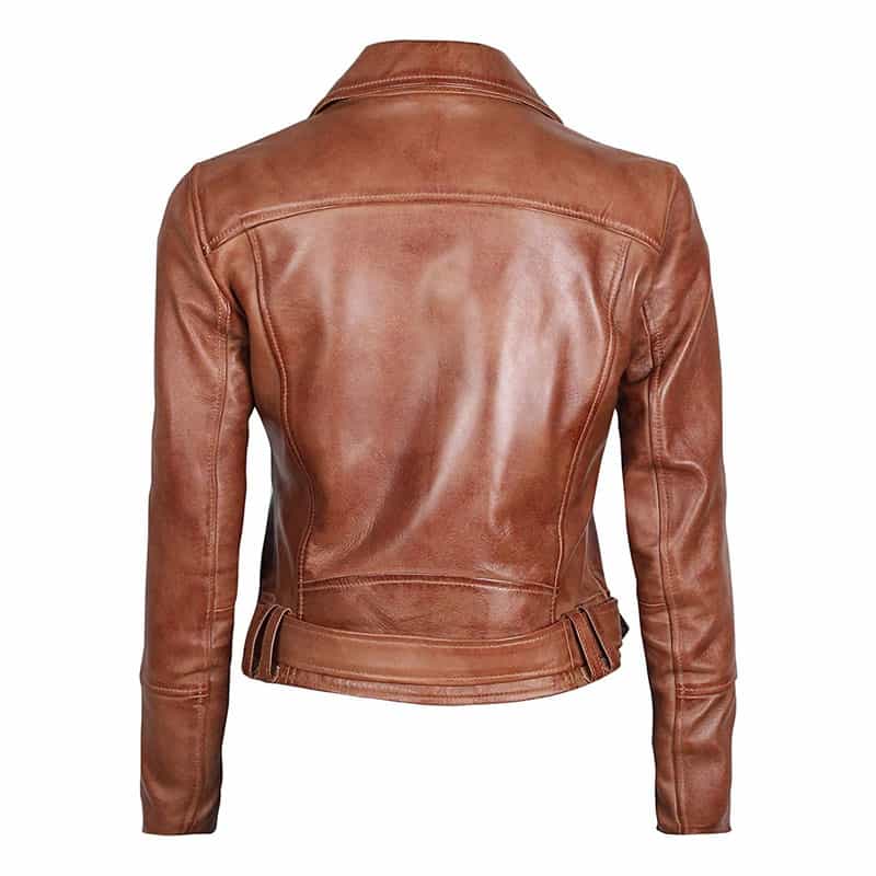 Women’s Lambskin Leather Brown Moto jacket