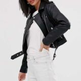 Women’s Leather Biker jacket in Black
