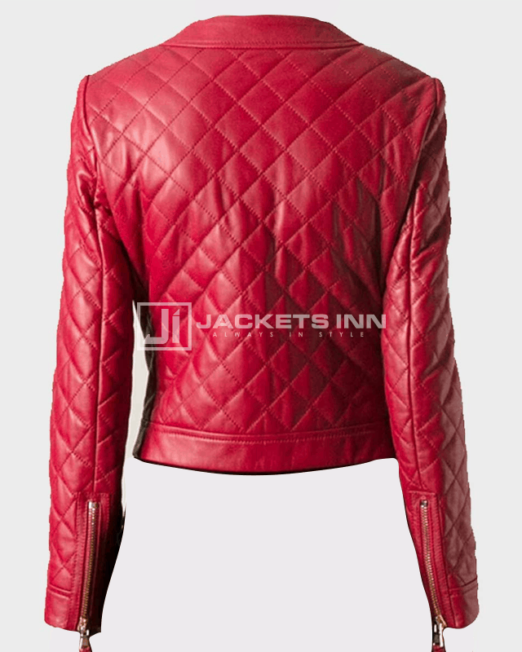 Womens Quilted Red Leather Jacket 2 Thegem Product Catalog