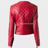 Womens Quilted Red Leather jacket