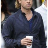 Classy World War Z Brad Pitt Blue jacket