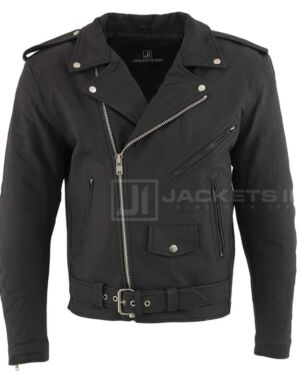 Xelement B7108 Eazy Mens FlatBlack Leather Jacket  Thegem Product Justified Portrait S